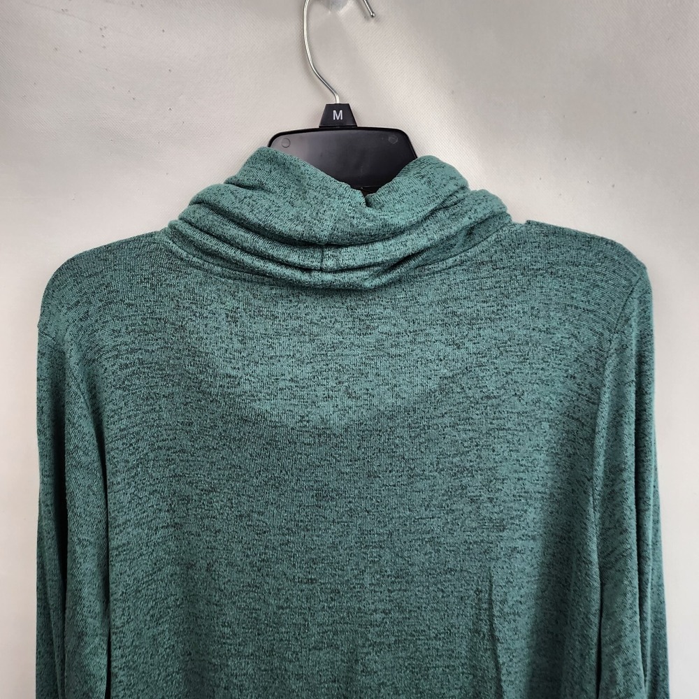AnyBody Womens Hacci Peplum Tunic Top Size 1X Green Brushed Cowl Neck Loungewear - Picture 9 of 9